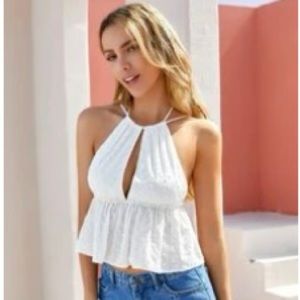 Halterneck Tie Back Cut-Out Tank